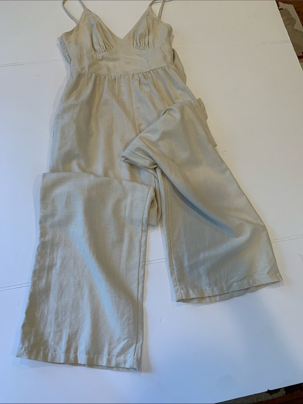 Japna Women’s Medium Natural Beige Spaghetti Strap Sleeveless Pants Jumpsuit - Picture 4 of 10